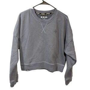 Ski the East Grey Women's Rooted Crop Crew Sweatshirt Size Large